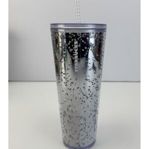 NEW 2022 Starbucks Christmas Holiday Ombre Silver Glitter 24 Oz. Cold Cup VHTF